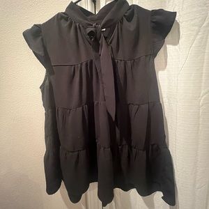 Women’s black tie neck dress shirt